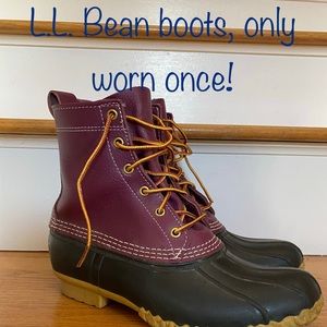LL Bean Rare Purple Blue Duck Boots 8 inch
